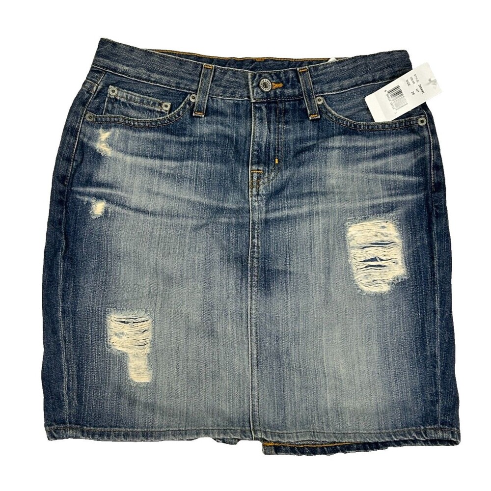 Big Star 1974 Denim Mini Skirt Womens 26 Distressed Medium Wash Jean Y2K